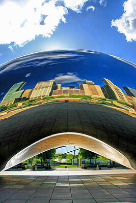 Wall Art - Painting - Chicago Cloud Gate Under the Bean by Christopher Arndt