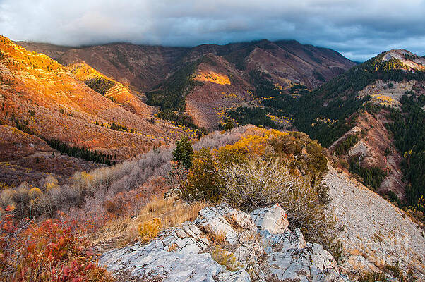 Wall Art - Photograph - Cloudy Provo Peak Sunset - Utah by Gary Whitton