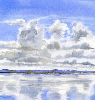 Wall Art - Painting - Cloudy Sky with Reflections by Sharon Freeman