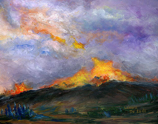 Wall Art - Painting - Colorado Wild Fire by Lenora  De Lude