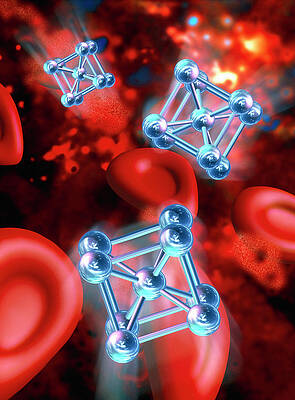 Wall Art - Photograph - Computer Art Of Iron Molecule With Red Blood Cells by Science Photo Library