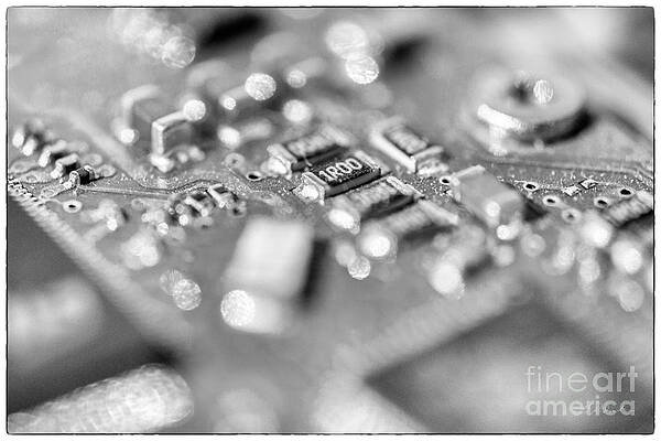Wall Art - Photograph - Computer Board High Key Black and white by Iris Richardson