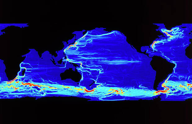 Wall Art - Photograph - Computer Model Of Global Ocean Currents by Science Photo Library