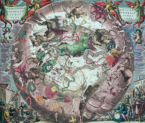 Wall Art - Drawing - Constellations Of The Southern Hemisphere, From The Celestial Atlas, Or The Harmony Of The Universe by Andreas Cellarius