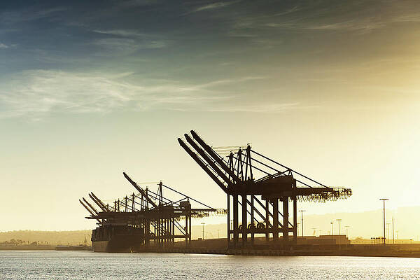 Wall Art - Photograph - Container Cranes At The Port Of Los by Halbergman
