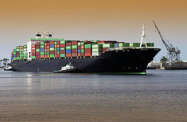 Wall Art - Photograph - Container Ship And Tug Boat by Science Photo Library