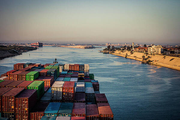 Wall Art - Photograph - Container Ship Passing Through The Suez by Tim Martin