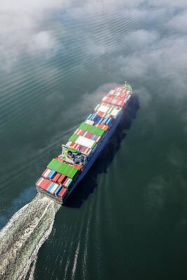 Wall Art - Photograph - Container Ship Sailing Into Fog by Dan prat