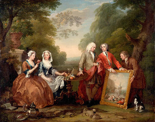 Conversation Piece. Portrait of Sir Andrew Fountaine with Other Men and Women Print by William Hogarth