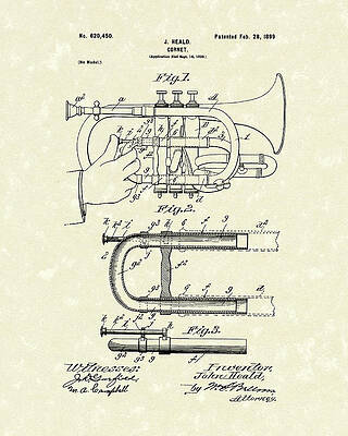 Cornet 1899 Patent Art by Prior Art Design Cornet 1899 Patent Art by Prior Art Design