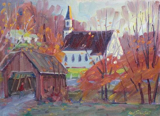 Covered Bridge in Autumn by Len Stomski Covered Bridge in Autumn by Len Stomski