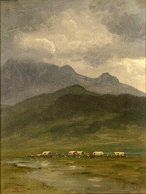 Covered wagons Print by Albert Bierstadt