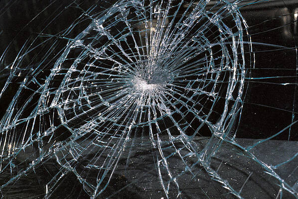 Wall Art - Photograph - Cracked Glass Of Car Windshield by Anonymous