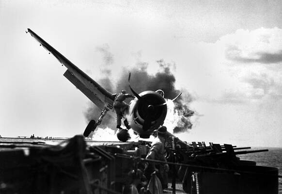 Wall Art - Photograph - Crash Landing Of A Hellcat Fighter by Everett