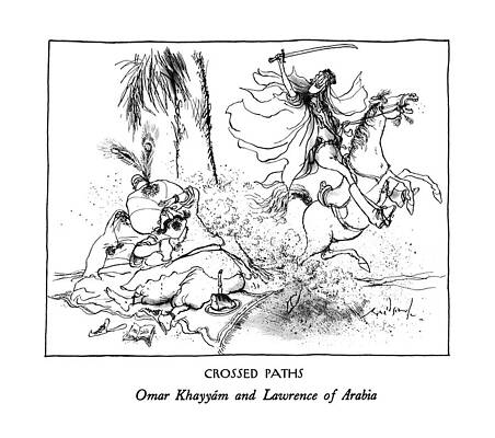 Wall Art - Drawing - Crossed Paths
Omar Khayyam And Lawrence Of Arabia by Ronald Searle