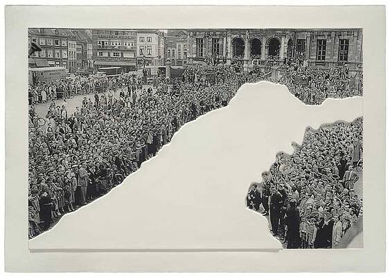Crowds with Shape of Reason Missing Example One by John Baldessari