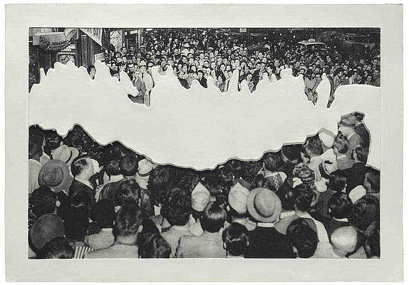 Crowds with Shape of Reason Missing Example Two by John Baldessari