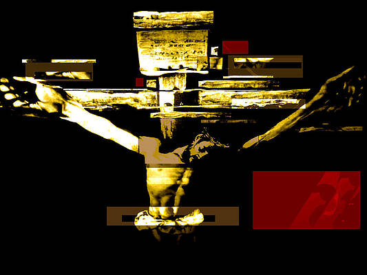 Crucifixion in red gold and black by Karine Percheron-Daniels Crucifixion in red gold and black by Karine Percheron-Daniels