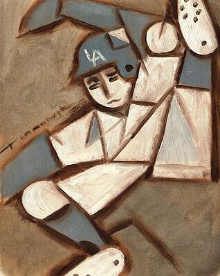Cubism LA Dodgers Baserunner Painting by Tommervik Cubism LA Dodgers Baserunner Painting by Tommervik