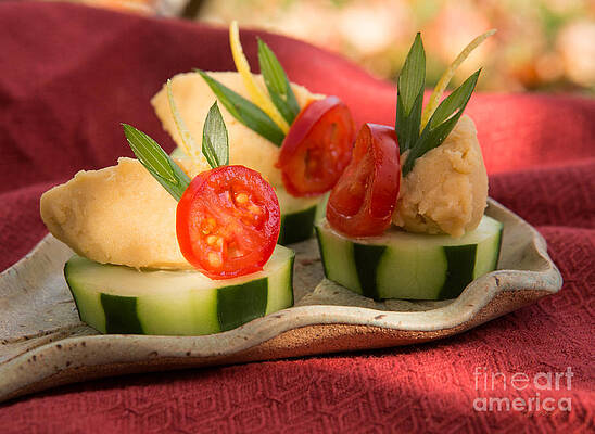 Wall Art - Photograph - Cucumber with Hummus by Iris Richardson