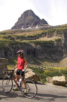 Wall Art - Photograph - Cyclists Rest With A Mountain by Heath Korvola