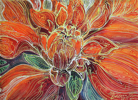 Orange Dahlia Painting Floral Wall Art Print - Passion – Talya Johnson
