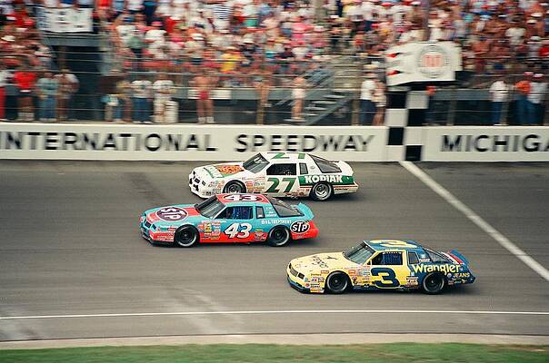 Dale Earnhardt Richard Petty and Rusty Wallace Race at Michigan by Retro Images Archive Dale Earnhardt Richard Petty and Rusty Wallace Race at Michigan by Retro Images Archive