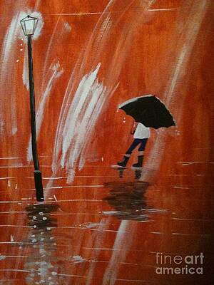 Wall Art - Painting - Dancing In The Rain by Mirna Bella Grant