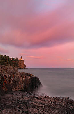 Wall Art - Photograph - Dask At Lighthouse On Cliff Over Lake by Christian Heeb