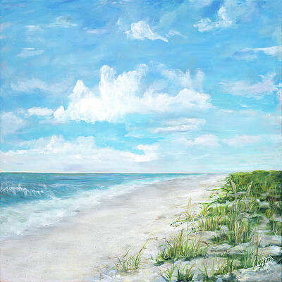 Wall Art - Painting - Day At The Beach Square by Julie Derice