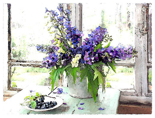 Delphiniums in a Pale by Brenda Leedy Delphiniums in a Pale by Brenda Leedy