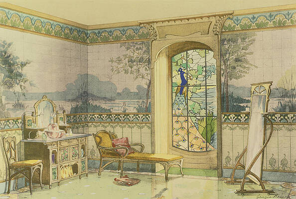 Wall Art - Drawing - Design For A Bathroom, From Interieurs by Georges Remon