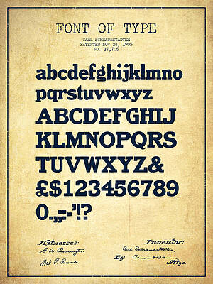 Wall Art - Drawing - Design for a Font of  Type Patent Drawing from 1905 - Vintage by Aged Pixel