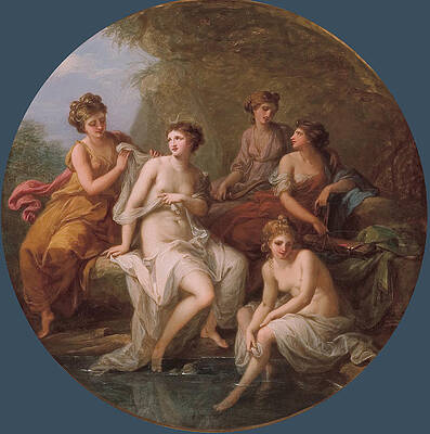Diana And Her Nymphs Bathing Print by Angelica Kauffmann