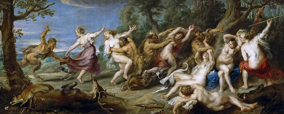 Diana And Her Nymphs Surprised By The Fauns Print by Peter Paul Rubens