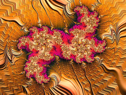 Wall Art - Digital Art - Digital fractal artwork golden red and purple by Matthias Hauser