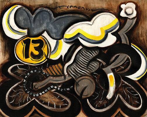 Vintage Painting - Dirt Bike #13 Art Print by Tommervik