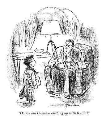 Wall Art - Drawing - Do You Call C-minus Catching Up With The Russians? by Alan Dunn