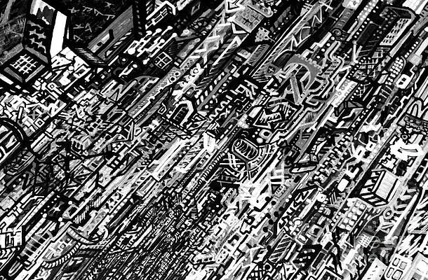 Does not compute-Detail in black and white by John Foss