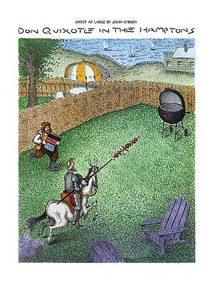 Wall Art - Drawing - Don Quixote In The Hamptons by John O'Brien
