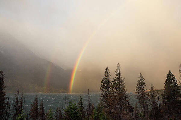 Wall Art - Photograph - Double Rainbow Over Lake by Matt Andrew