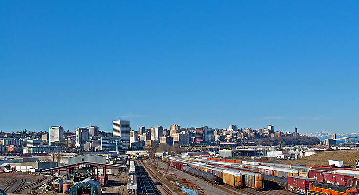 Wall Art - Photograph - Downtown Tacoma view from the Rail lines by Tikvah's Hope