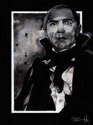 Wall Art - Painting - Dracula in black and white by Sean Parnell