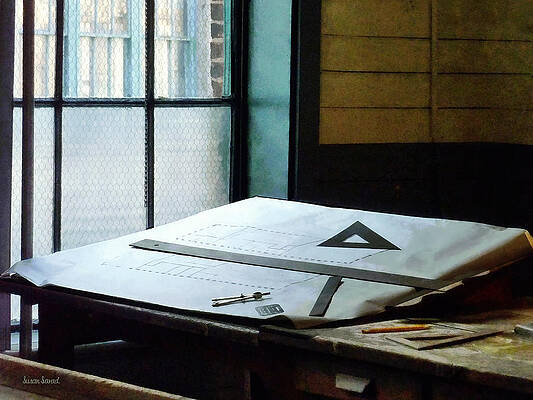 Wall Art - Photograph - Drafting - Triangle Ruler and Compass by Susan Savad