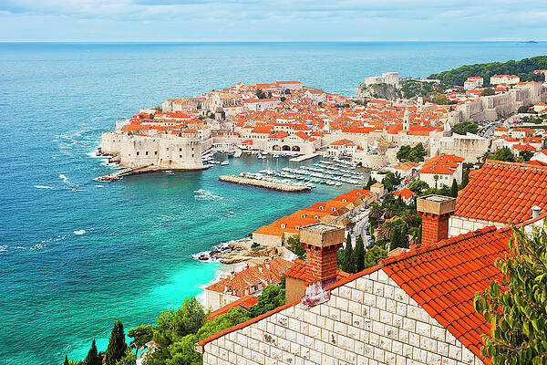 Adriatic Sea Travel Photography Beach Photography Dubrovnik Croatia Bathroom Wall Art Set of 2 Square Rocky Ocean View Digital Print