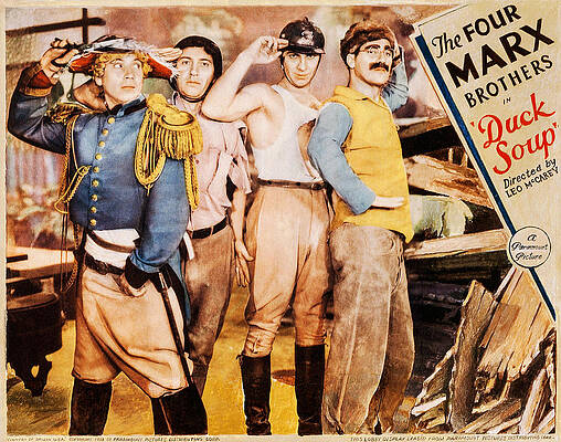 Wall Art - Photograph - Duck Soup, From Left Harpo Marx, Chico by Everett