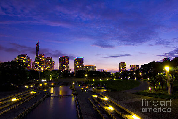 Wall Art - Photograph - Dusk at Rinko Park in Yokohama by Beverly Claire Kaiya