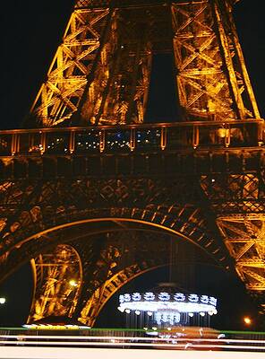 Dwart Carousel under the Eiffel Tower by Sue Lorenz