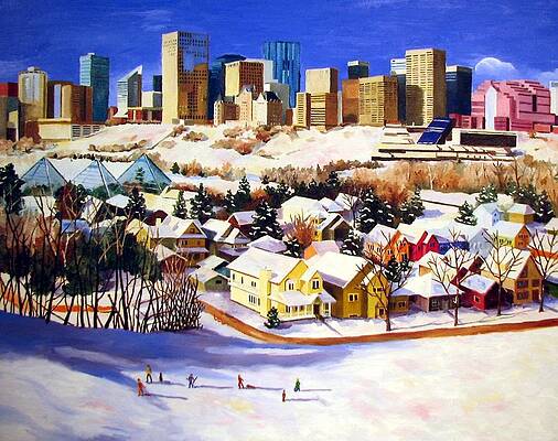 Edmonton Alberta Skyline 18 Painting by Aged Pixel - Pixels
