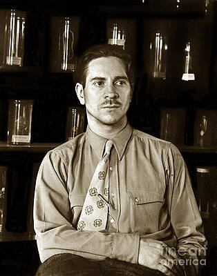  Photograph - Edward F. Ricketts Nov. 1937 in his Laboratory with specimens bottles in background Monterey  1897 1948 by Monterey County Historical Society